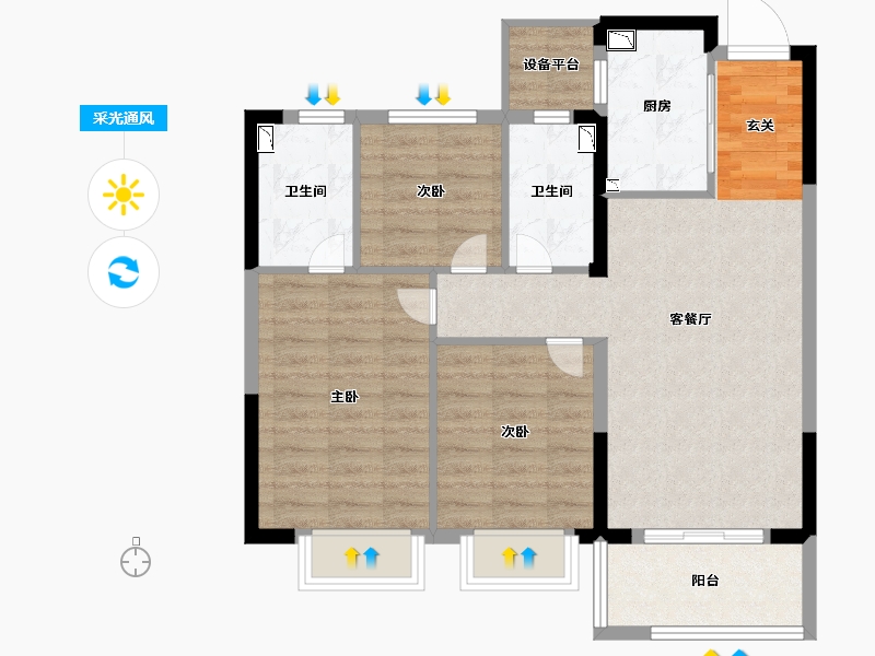 浙江省-宁波市-潮悦南塘-77.07-户型库-采光通风