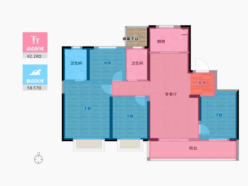 浙江省-宁波市-潮悦南塘-111.00-户型库-动静分区