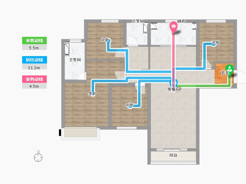 甘肃省-兰州市-万科时代之光-104.76-户型库-动静线