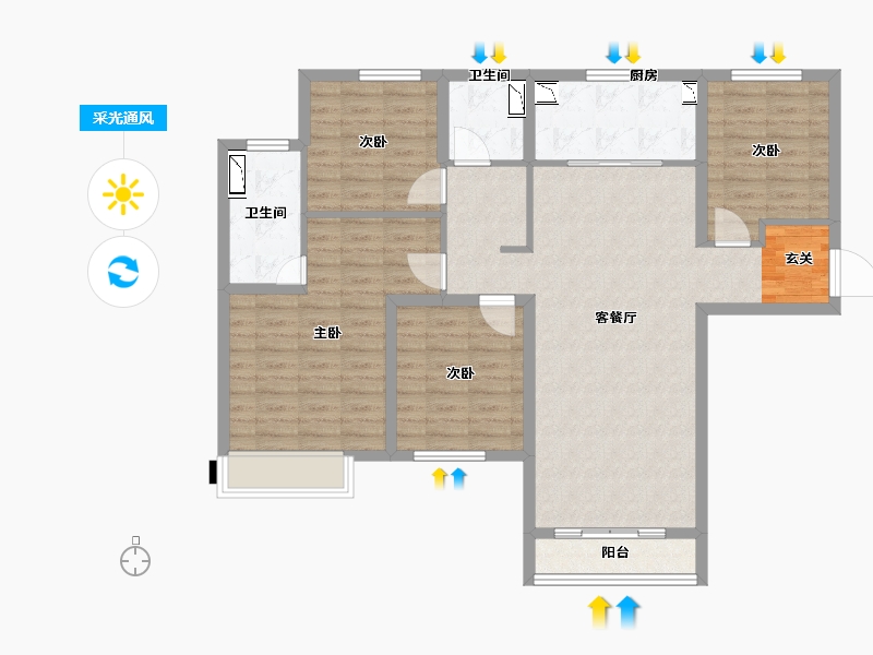 甘肃省-兰州市-万科时代之光-104.76-户型库-采光通风