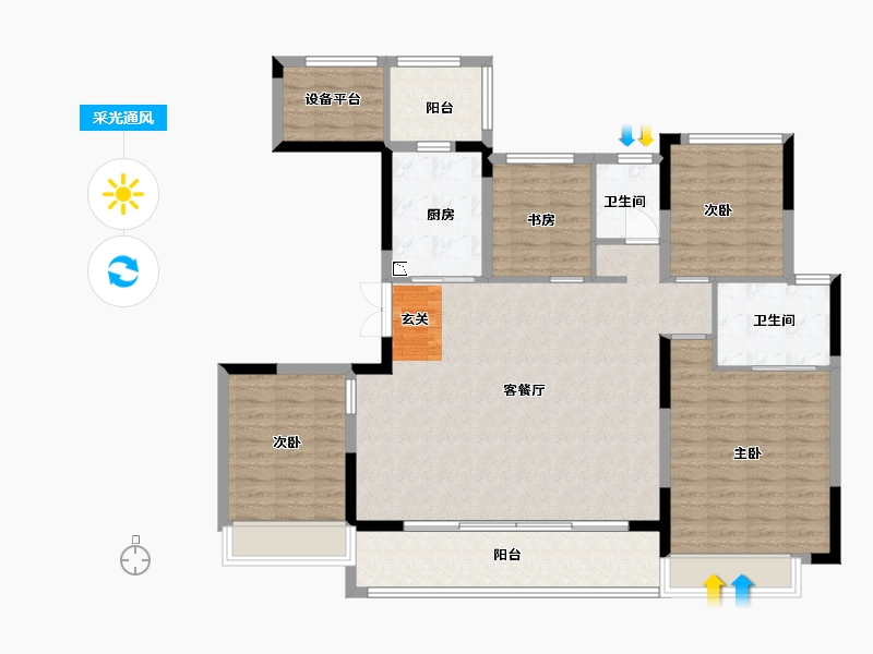 江苏省-苏州市-南山观枫四季花园-125.60-户型库-采光通风