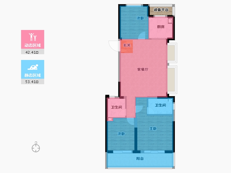 浙江省-宁波市-潮悦南塘-88.00-户型库-动静分区