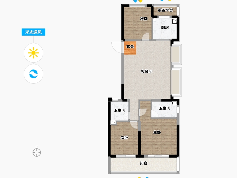 浙江省-宁波市-潮悦南塘-88.00-户型库-采光通风