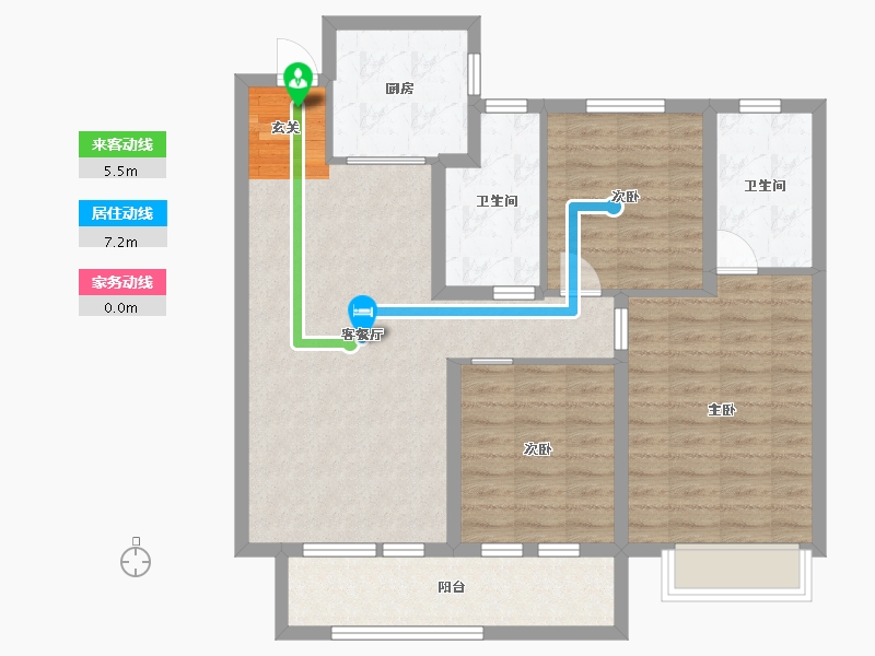 山东省-烟台市-招商雍景湾-96.00-户型库-动静线