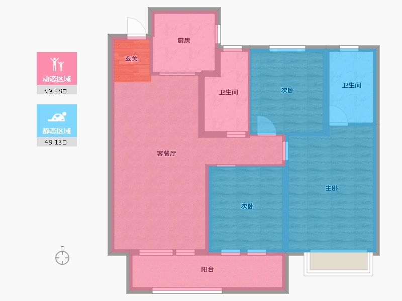 山东省-烟台市-招商雍景湾-96.00-户型库-动静分区