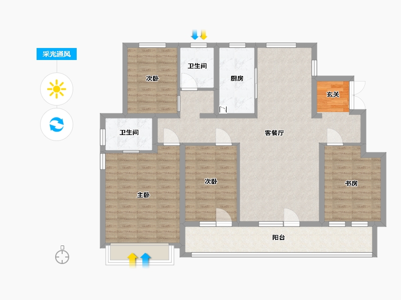 山东省-烟台市-招商雍景湾-112.00-户型库-采光通风