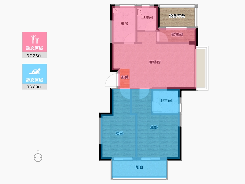 浙江省-宁波市-荣安铂云府-72.29-户型库-动静分区