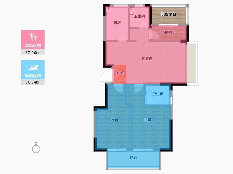 浙江省-宁波市-荣安铂云府-72.00-户型库-动静分区