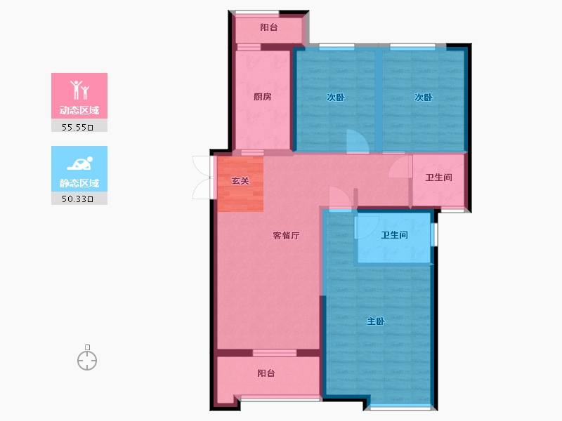 陕西省-渭南市-添康富士城-94.40-户型库-动静分区