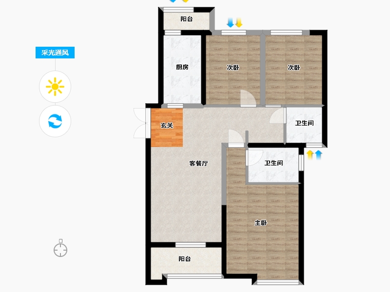 陕西省-渭南市-添康富士城-94.40-户型库-采光通风