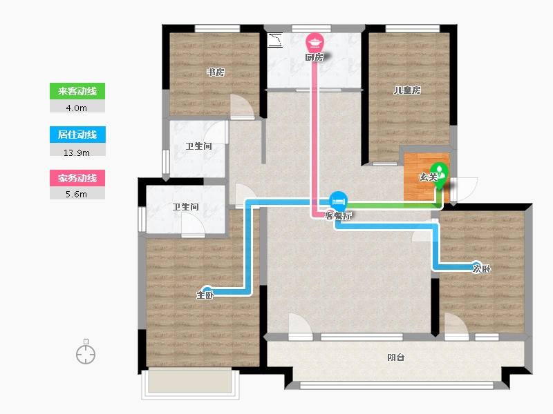 山东省-烟台市-世茂揽樾-114.39-户型库-动静线