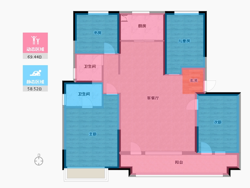 山东省-烟台市-世茂揽樾-114.39-户型库-动静分区