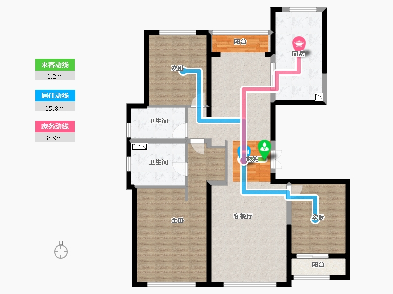 河北省-廊坊市-俪景嘉园-132.71-户型库-动静线