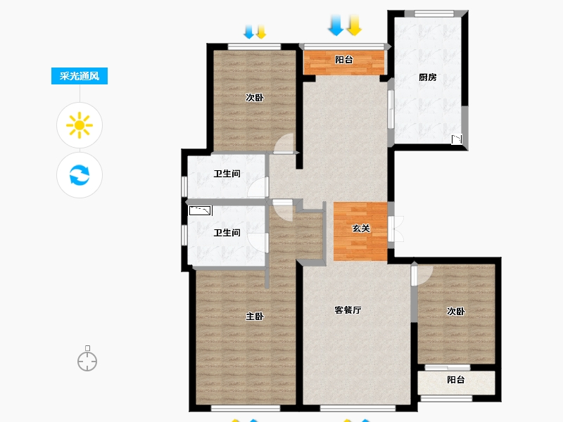 河北省-廊坊市-俪景嘉园-132.71-户型库-采光通风