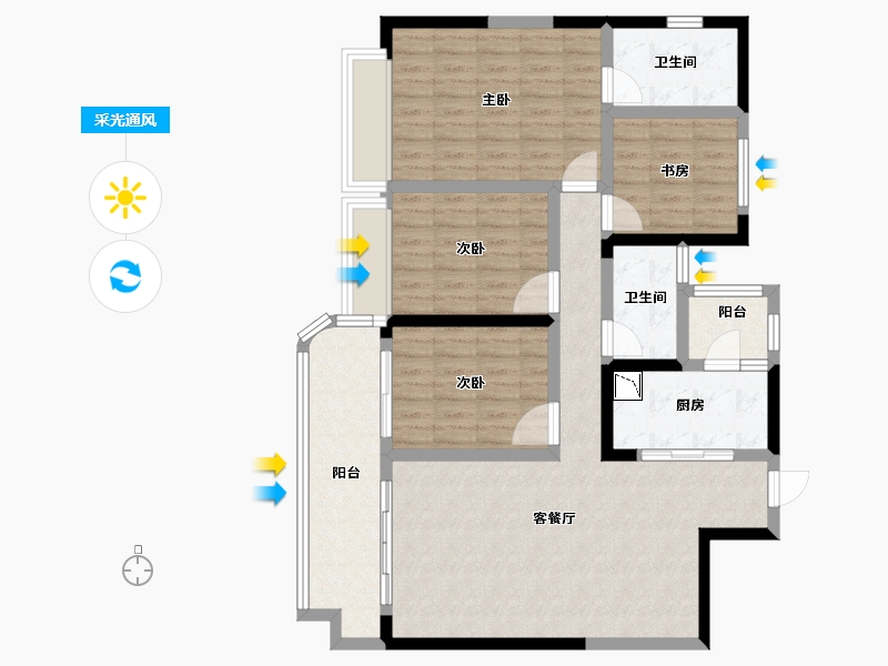 四川省-成都市-蓝光长岛国际社区-105.62-户型库-采光通风