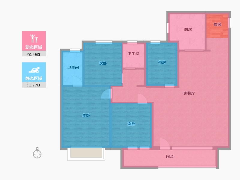 山东省-烟台市-招商雍景湾-112.00-户型库-动静分区