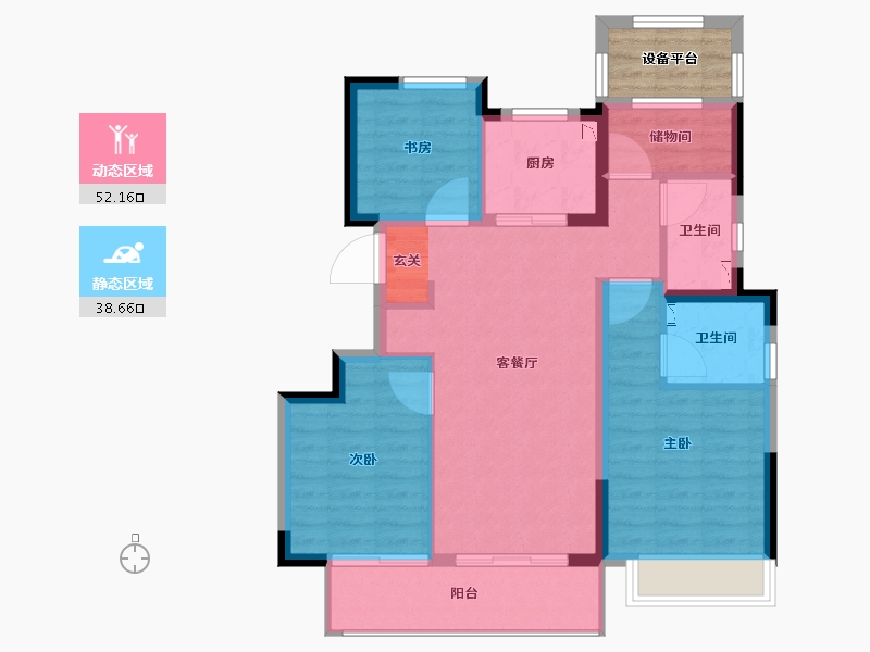 浙江省-宁波市-荣安铂云府-85.00-户型库-动静分区