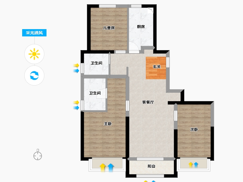 江苏省-南通市-福星惠誉・京澜誉府-81.08-户型库-采光通风