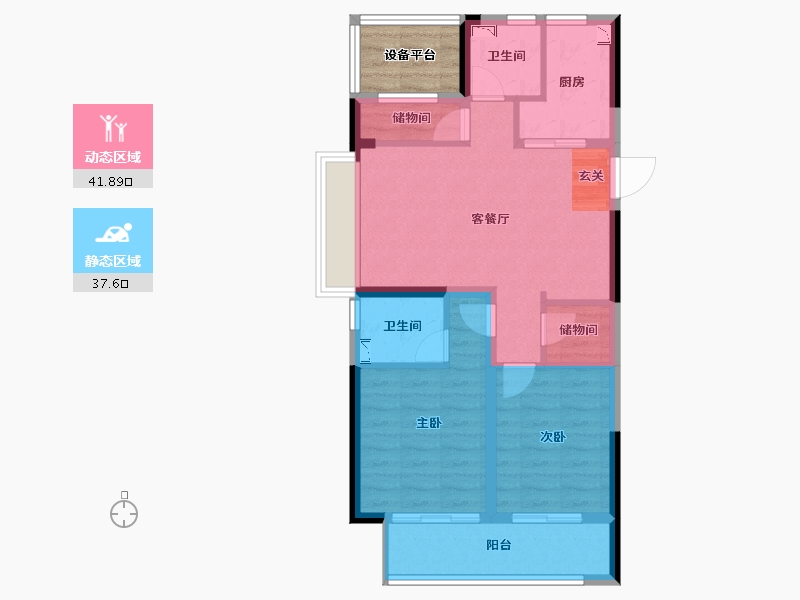 浙江省-宁波市-荣安铂云府-74.52-户型库-动静分区