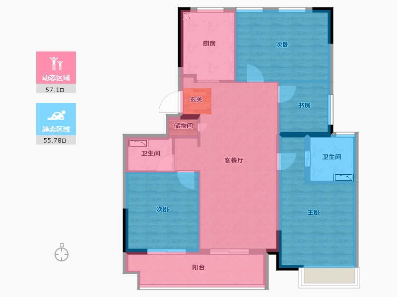 江苏省-南京市-汤山颐和府-101.45-户型库-动静分区