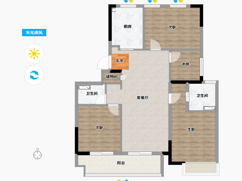 江苏省-南京市-汤山颐和府-101.45-户型库-采光通风