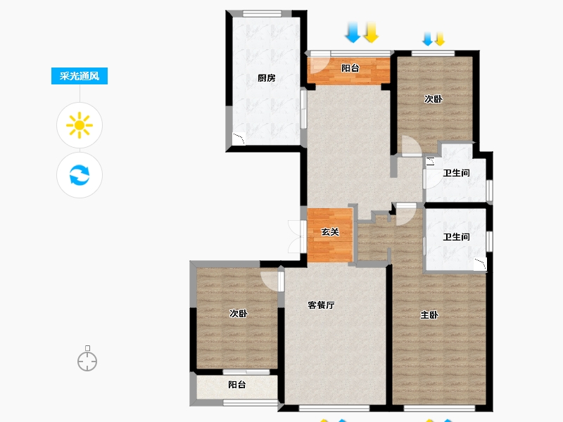 河北省-廊坊市-俪景嘉园-122.01-户型库-采光通风