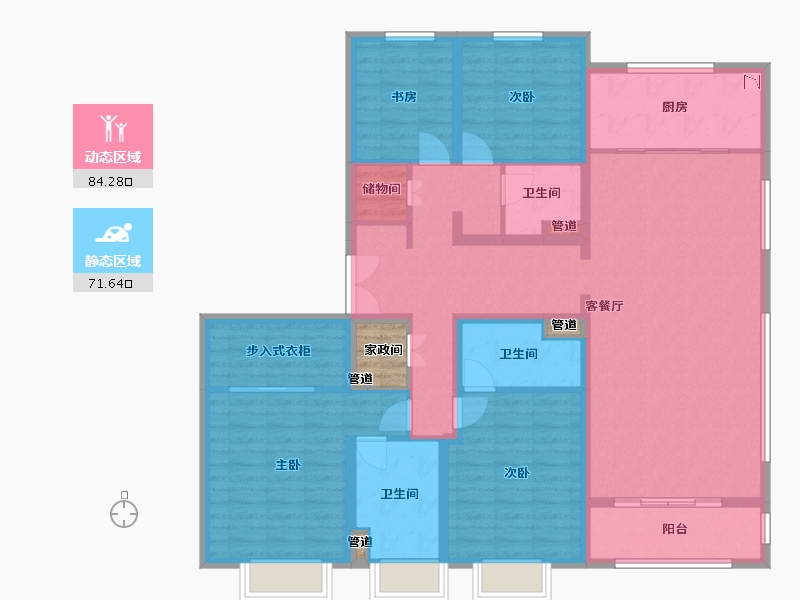 山西省-太原市-临汾富力湾・盈通国际-142.24-户型库-动静分区