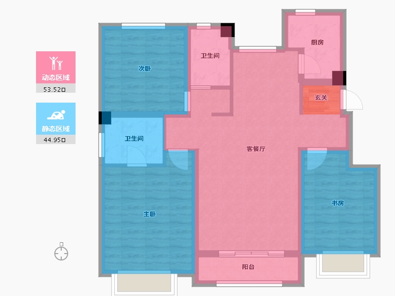 河北省-唐山市-凤凰玺-87.39-户型库-动静分区