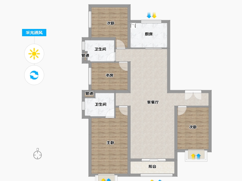 山西省-太原市-临汾富力湾・盈通国际-112.55-户型库-采光通风