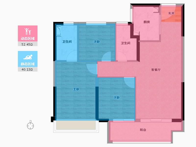 江苏省-南京市-山和宸园-83.20-户型库-动静分区