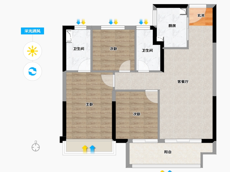 江苏省-南京市-山和宸园-83.20-户型库-采光通风