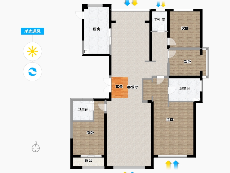 河北省-廊坊市-俪景嘉园-179.48-户型库-采光通风