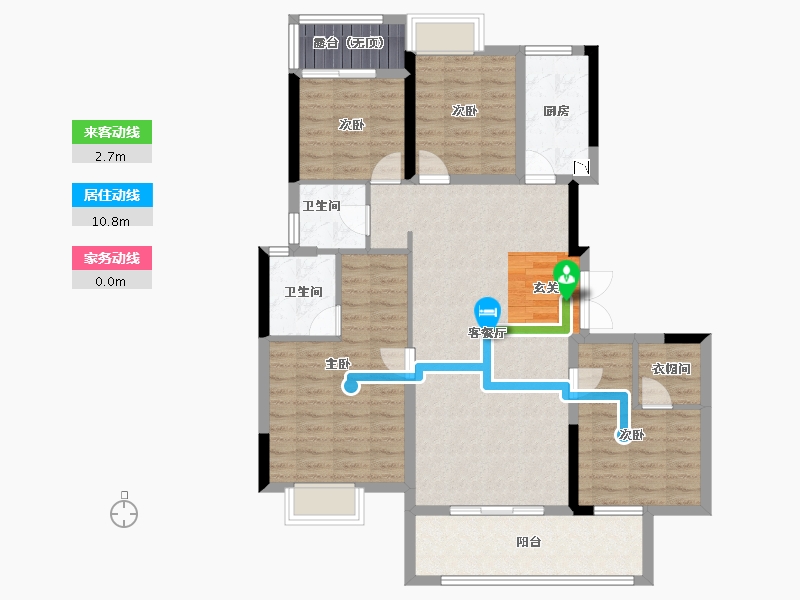 湖北省-武汉市-金色港湾君临水岸-107.48-户型库-动静线