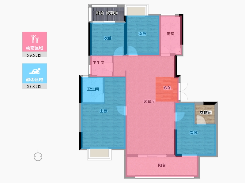 湖北省-武汉市-金色港湾君临水岸-107.48-户型库-动静分区