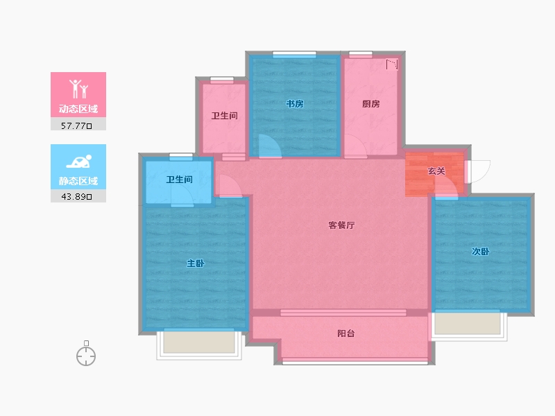 江苏省-无锡市-美的中骏雍景湾-91.20-户型库-动静分区