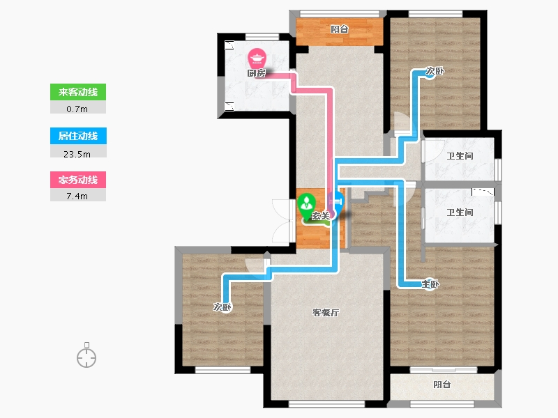 河北省-廊坊市-俪景嘉园-107.80-户型库-动静线