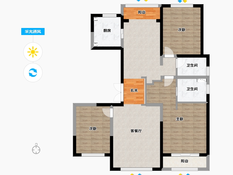 河北省-廊坊市-俪景嘉园-107.80-户型库-采光通风