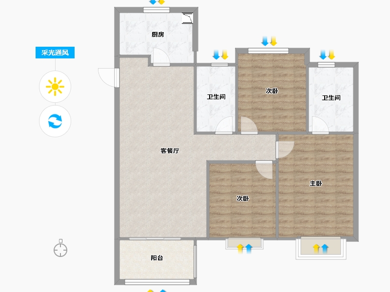 山东省-济南市-新城·香溢华庭-100.01-户型库-采光通风