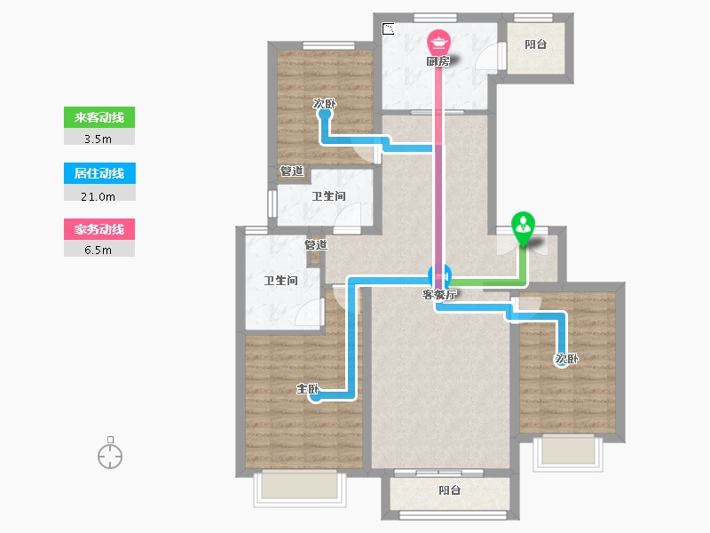 山西省-太原市-临汾富力湾・盈通国际-100.50-户型库-动静线