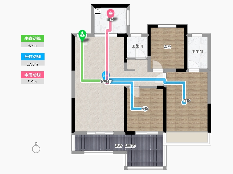 河南省-洛阳市-宜阳君河湾-88.86-户型库-动静线