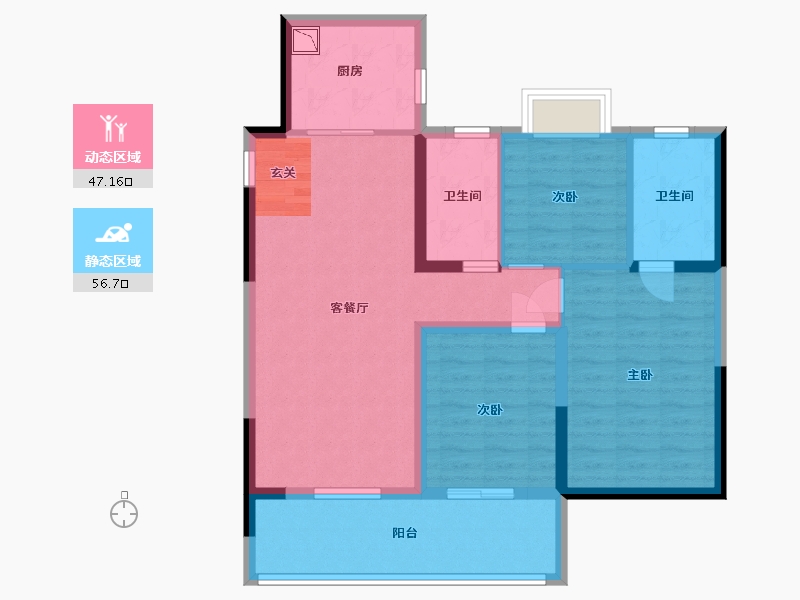 江苏省-无锡市-德信云溪名著-92.80-户型库-动静分区