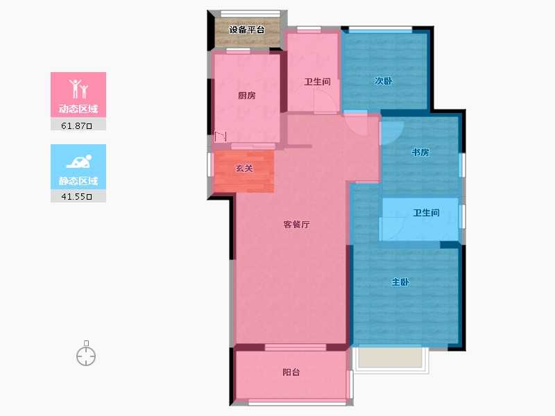 江苏省-苏州市-南山观枫四季花园-95.20-户型库-动静分区