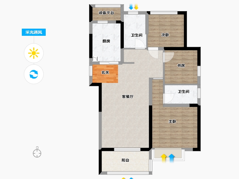 江苏省-苏州市-南山观枫四季花园-95.20-户型库-采光通风