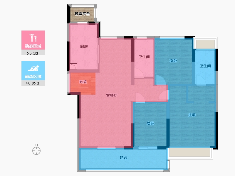 江苏省-苏州市-南山观枫四季花园-107.20-户型库-动静分区