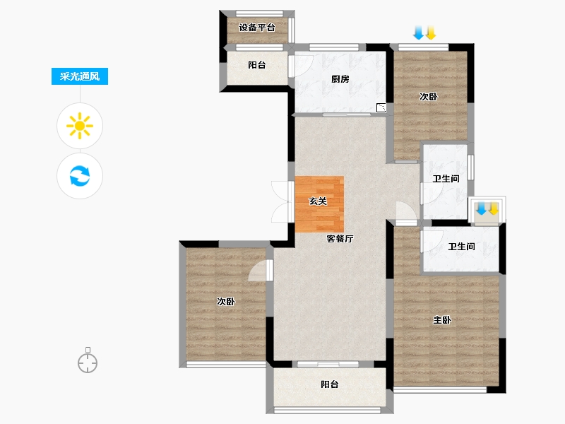 江苏省-苏州市-南山观枫四季花园-102.40-户型库-采光通风