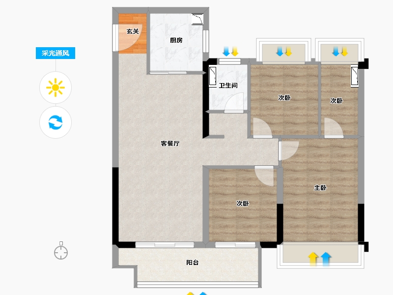 江苏省-南京市-山和宸园-83.99-户型库-采光通风