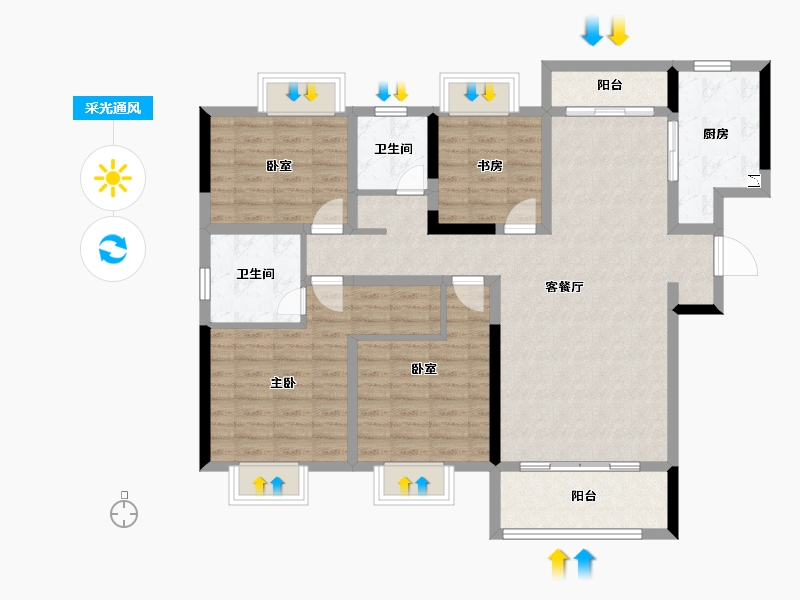 江西省-南昌市-湖畔学苑-111.34-户型库-采光通风