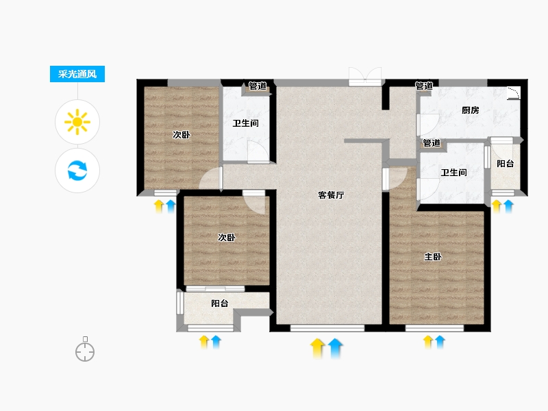 山西省-太原市-广电新景-92.35-户型库-采光通风