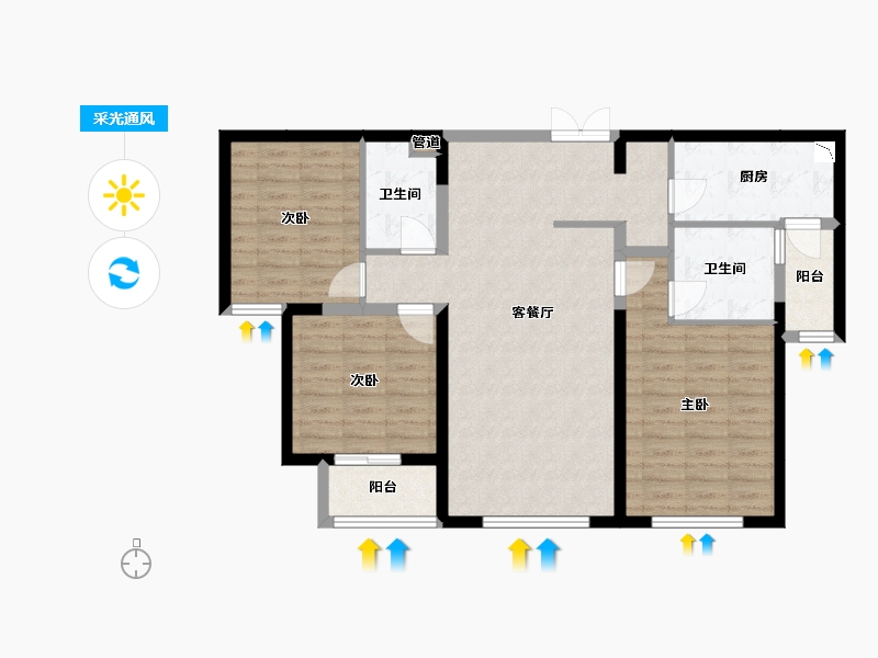 山西省-太原市-广电新景-95.14-户型库-采光通风