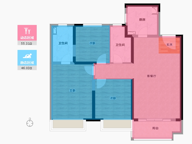 山东省-潍坊市-金科礼悦东方-90.00-户型库-动静分区